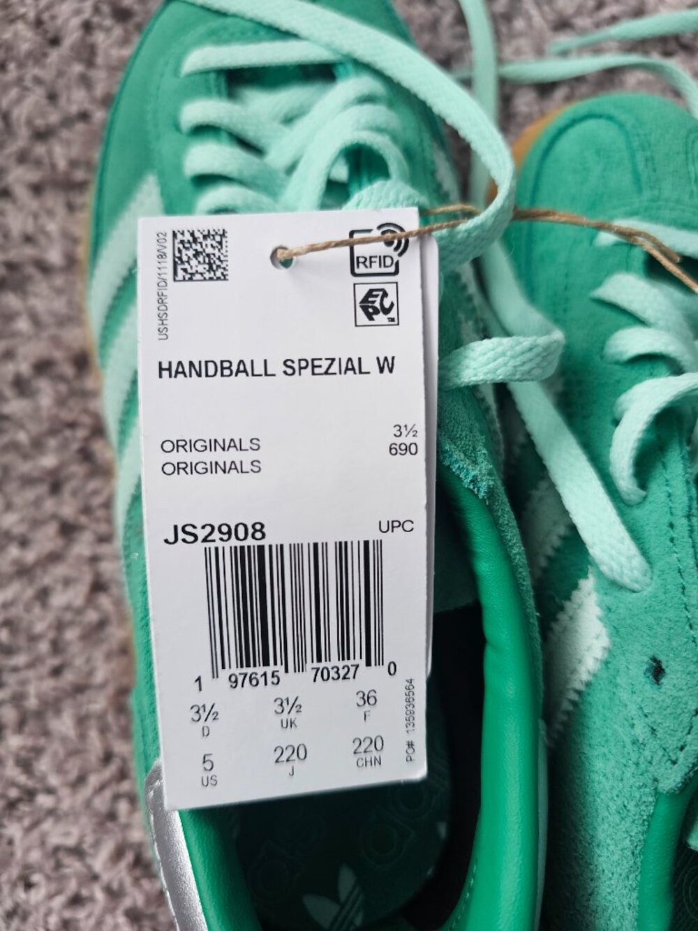 adidas Green Suede Sneakers with Gum Sole - Picture 7 of 8